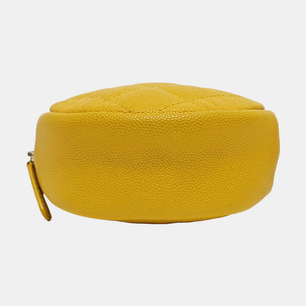 REDONDO Piel de Becerro Granulada Acolchada Amarillo