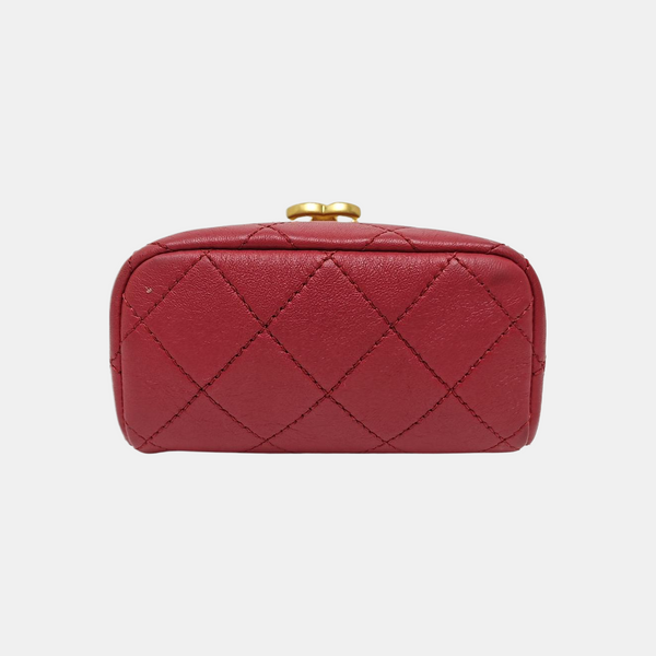 Quilted Lambskin Shoulder Bag Small Red