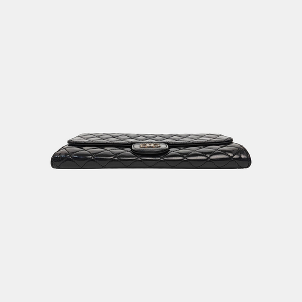 Quilted Patent Leather Top Handle Bag Black