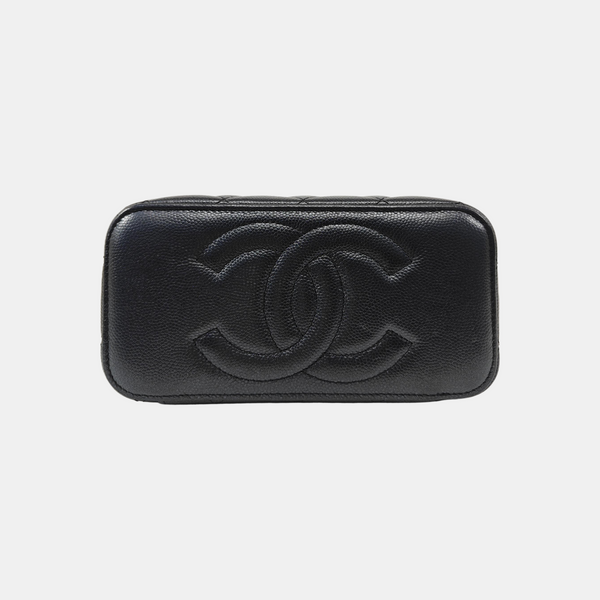 VANITY CASE Small Quilted Grained Calfskin Black