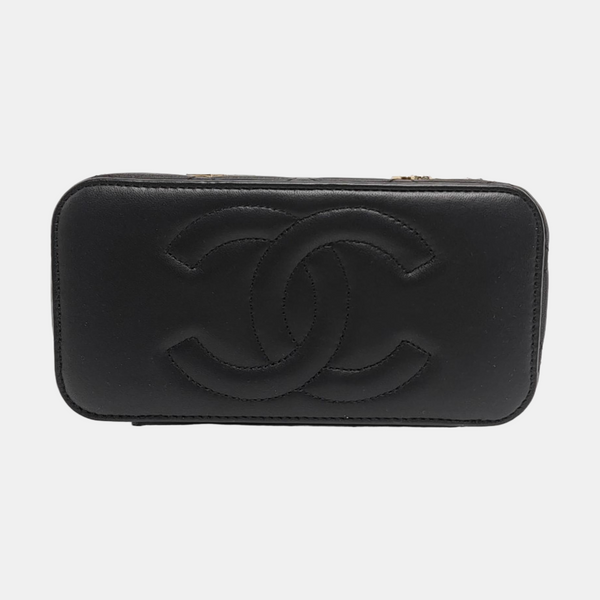 Authenticated pre-owned VANITY CASE Small Quilted Lambskin Black - Crossbody Bag at Looply