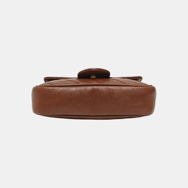 GG Marmont Mini Quilted Calfskin Brown