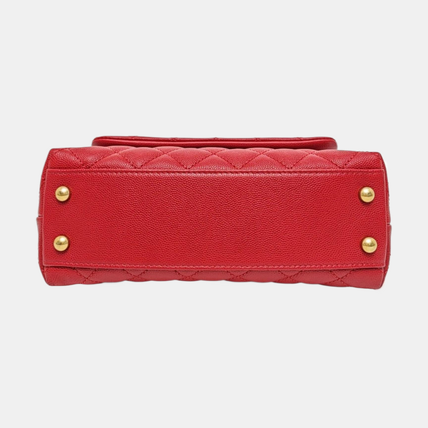 Authenticated pre-owned COCO HANDLE Small Quilted Grained Calfskin Red - Shoulder Bag at Looply