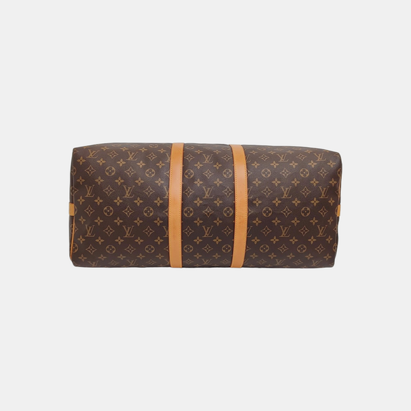 KEEPALL 55 Monogram Coated Canvas Brown