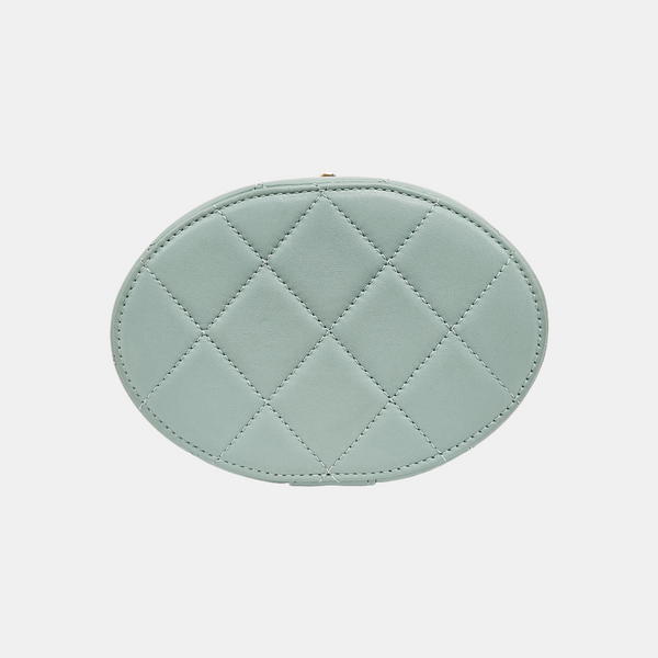 Round Vanity Quilted Lambskin Blue