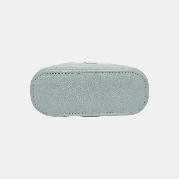 VANITY CASE Mini Quilted Grained Calfskin Blue