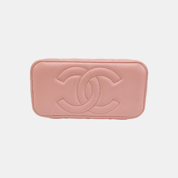 VANITY CASE Small Quilted Lambskin Pink