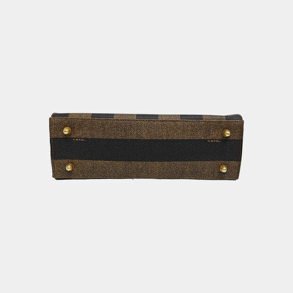 Coated Canvas Top Handle Bag Brown