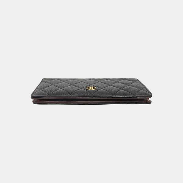 Quilted Grained Calfskin Wallet Black