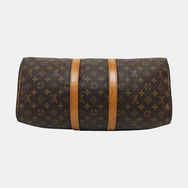 KEEPALL 45 Monogram Coated Canvas Brown