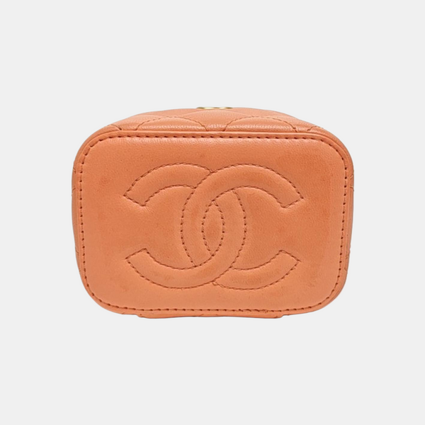 VANITY CASE Small Quilted Lambskin Pink