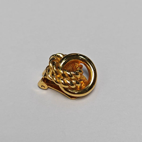 Twist Round Metal Gold Clip On Earrings
