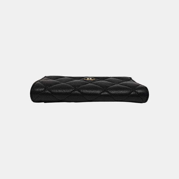 Quilted Grained Calfskin Wallet Black