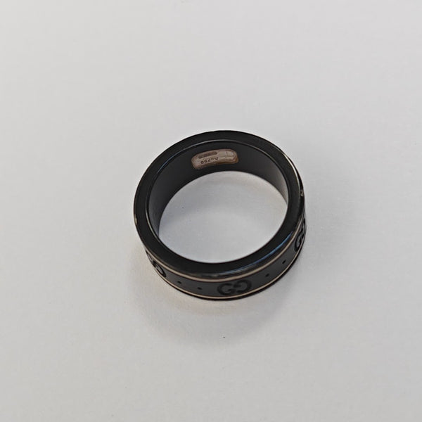 Icon 18k White Gold Black Ring EU 53