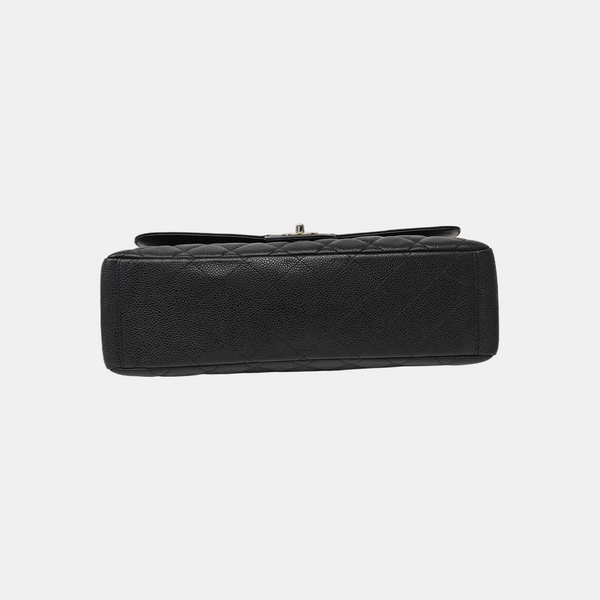 Quilted Grained Calfskin Shoulder Bag Large Black
