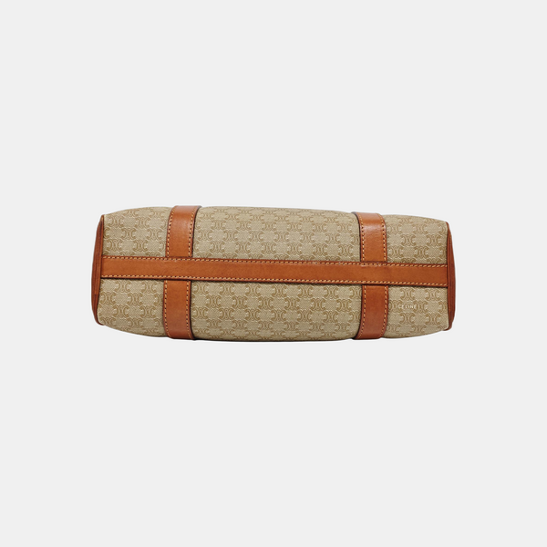 Coated Canvas Top Handle Bag Brown