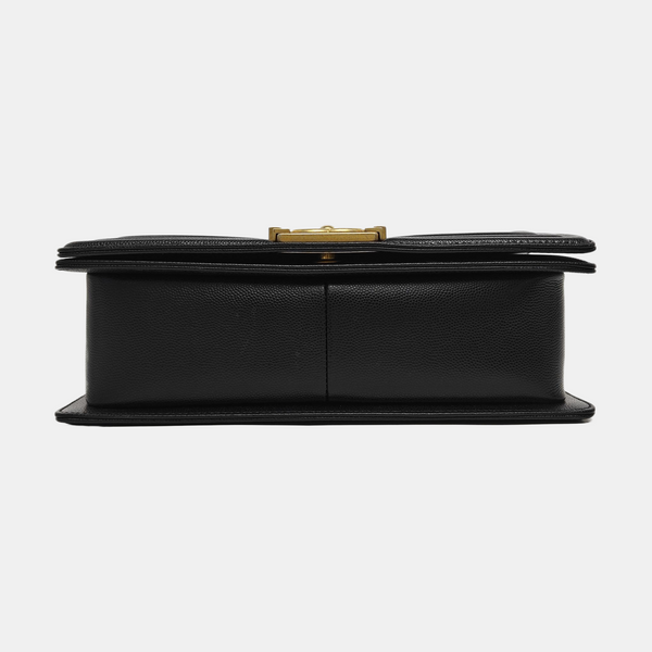 Authenticated pre-owned BOY CHANEL Medium Quilted Grained Calfskin Black - Shoulder Bag at Looply