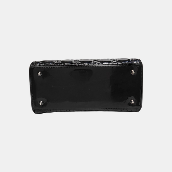 Lady Dior Medium Cannage Patent Leather Black