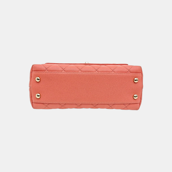 COCO HANDLE Small Quilted Grained Calfskin Pink