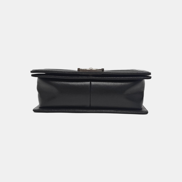 BOY CHANEL Medium Quilted Grained Calfskin Black