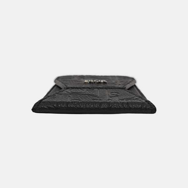 Oblique Calfskin Card Holder Black