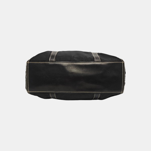Quilted Nylon Top Handle Bag Black