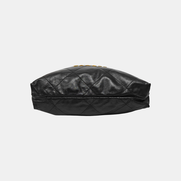 CHANEL 22 Piel de becerro acolchada grande negra