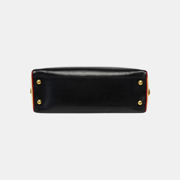Saffiano Calfskin Top Handle Bag Black