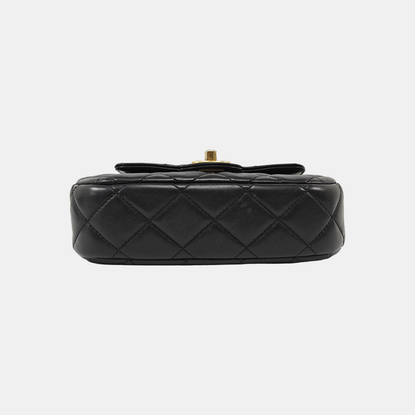 Quilted Lambskin Shoulder Bag Medium Black