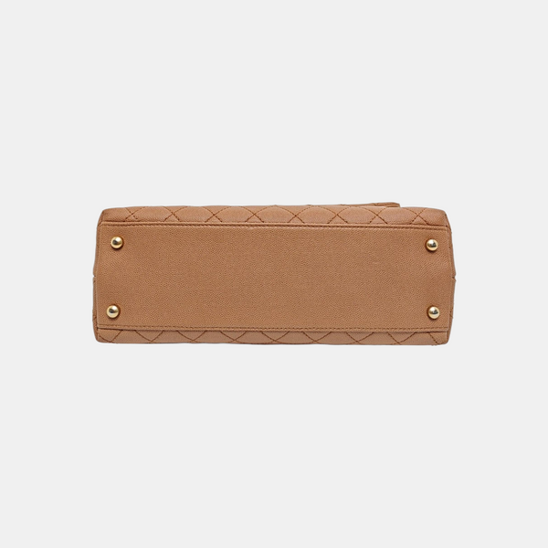 COCO HANDLE Medium Quilted Grained Calfskin Beige