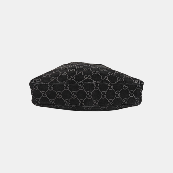 Monogram Suede Shoulder Bag Black
