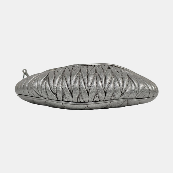 Two-Tone Waist Bag Quilted Lambskin Silver