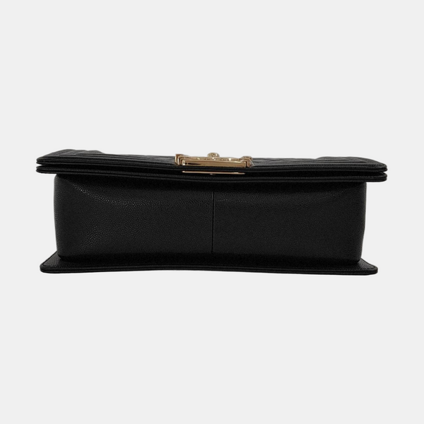 BOY CHANEL Medium Quilted Grained Calfskin Black