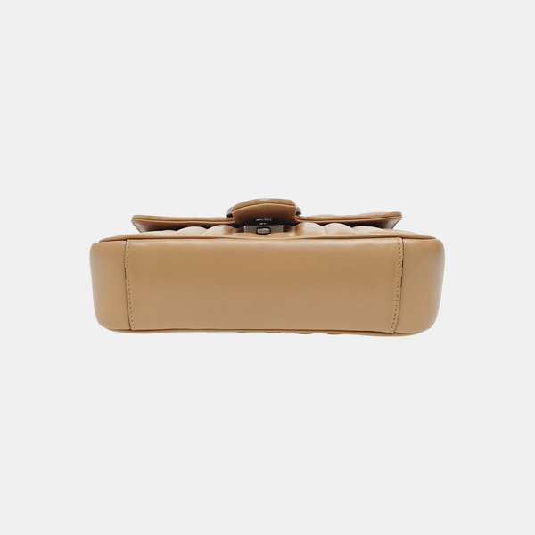 GG Marmont Small Quilted Calfskin Brown