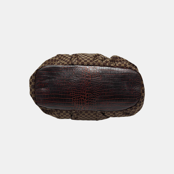 Fabric Top Handle Bag Brown