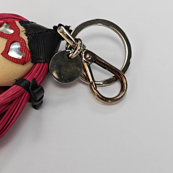 Leather Bag Charm Red