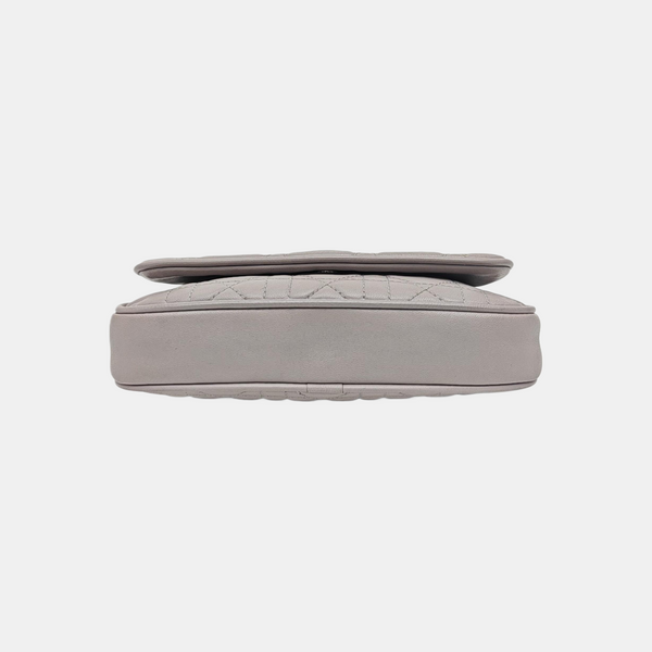 Cannage Calfskin Shoulder Bag Gray