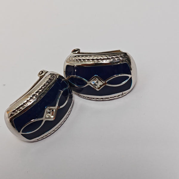 Metal Blue Clip On Earrings