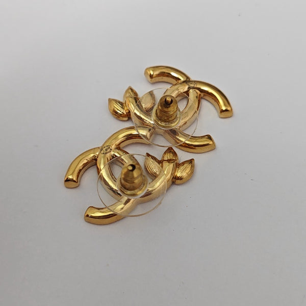 CC Logo Metal Gold Stud Earrings