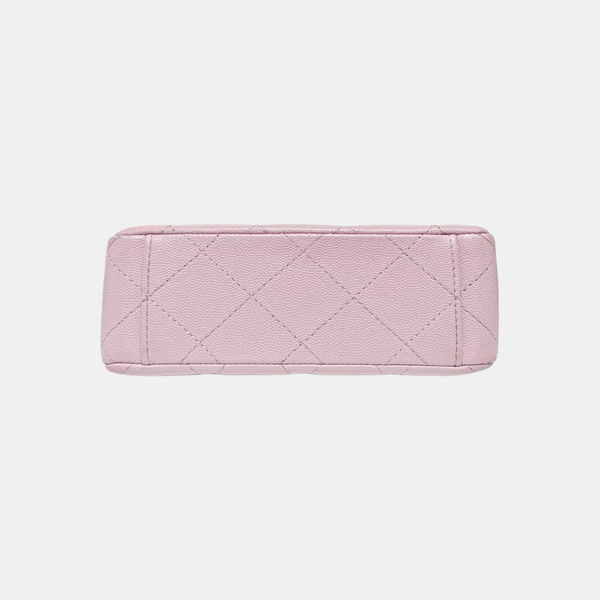 Quilted Grained Calfskin Shoulder Bag Mini Purple