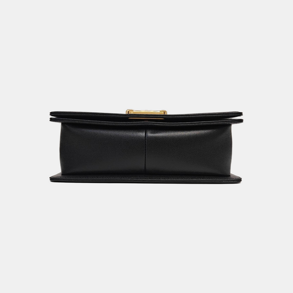 BOY CHANEL Medium Quilted Grained Calfskin Black