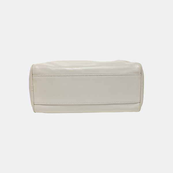 Leather Top Handle Bag White