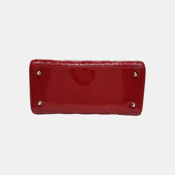 Lady Dior Medium Cannage Patent Leather Red