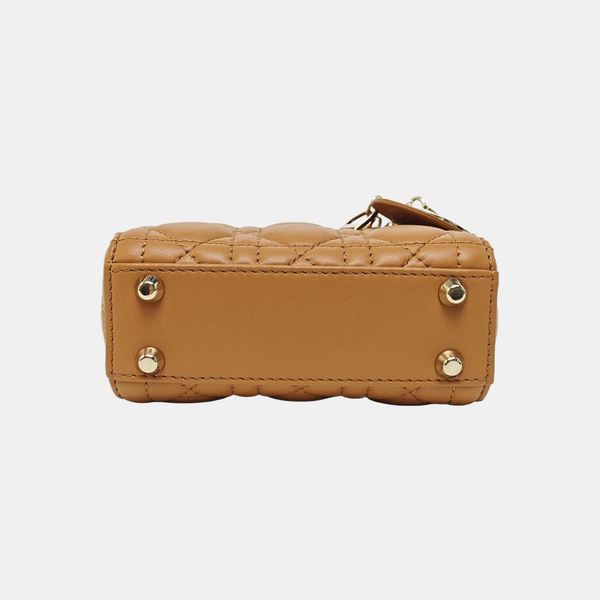 Lady Dior Super Mini Cannage Lambskin Brown