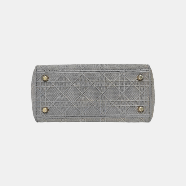 Lady D-Lite Medium Cannage Canvas Gray