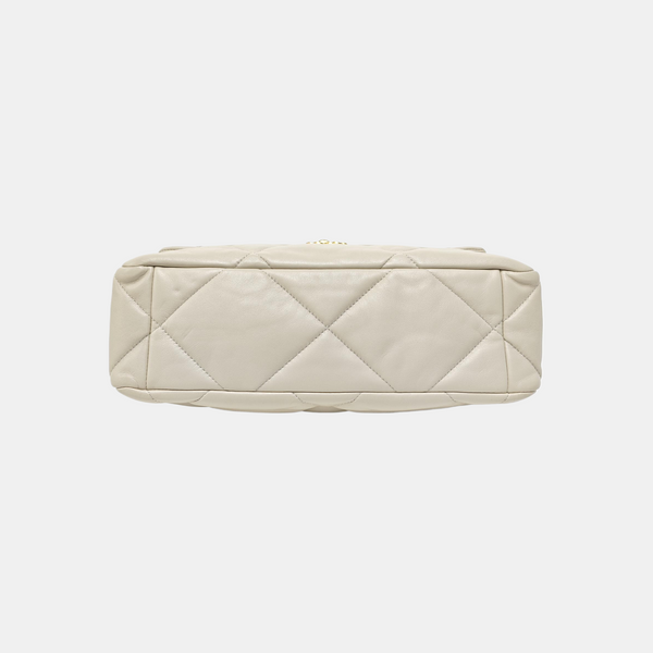 CHANEL 19 Large Quilted Lambskin Beige