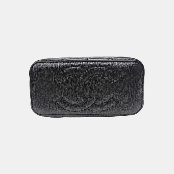 VANITY CASE Small Quilted Grained Calfskin Black