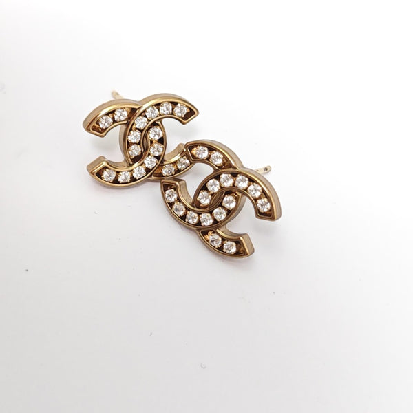 CC Logo Brass Gold Stud Earrings