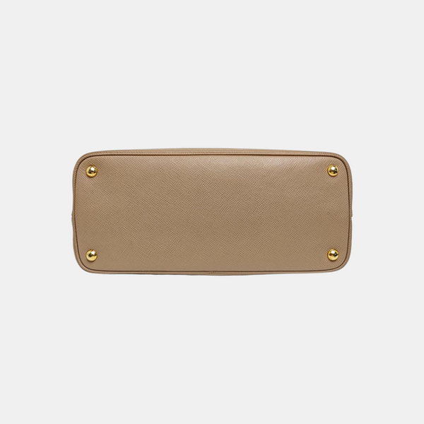 Double Medium Saffiano Calfskin Beige