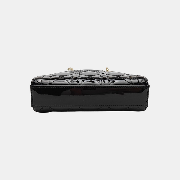 Lady Dior Super Mini Cannage Patent Leather Black